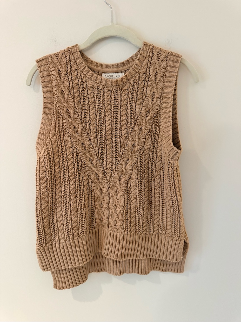 Rachel Zoe cable knit sweater vest taupe